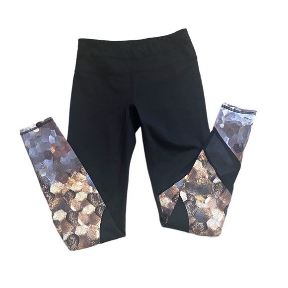 Athleta Asym Mesh Sonar Honeycomb Print Athletic Legging Extra Small XS - Picture 2 of 10